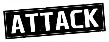 Tam siyah dikdörtgen damga üzerinde saldırı metin.