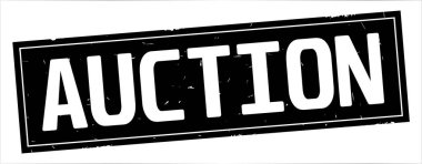 Açık artırma metni, tam siyah dikdörtgen damgası.