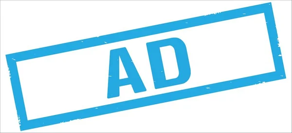 AD text, on cyan rectangle border stamp. — Stock Photo, Image