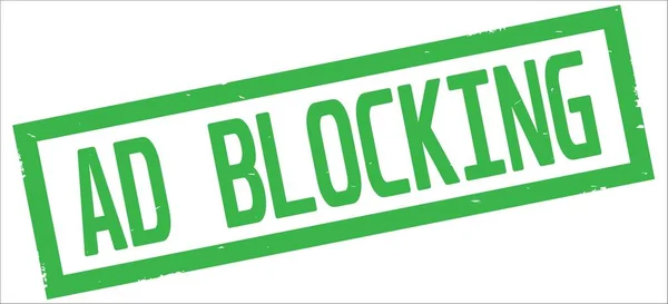 AD BLOCKING texto, no selo de borda retangular verde . — Fotografia de Stock