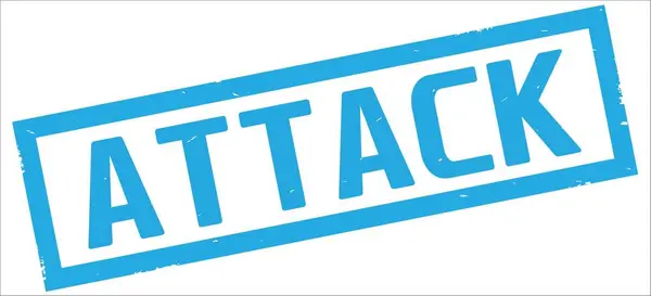ATTACK text, on cyan rectangle border stamp. — Stock Photo, Image