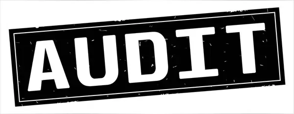 Текст AUDIT на повній марці чорного прямокутника . — стокове фото