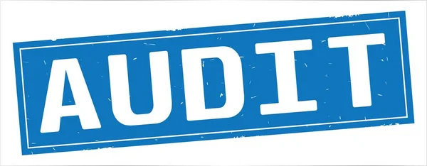 Audit-Text, auf voller blauer Rechteckmarke. — Stockfoto