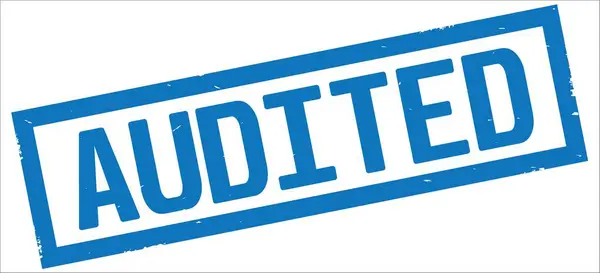 Текст AUDITED на синьому прямокутнику . — стокове фото