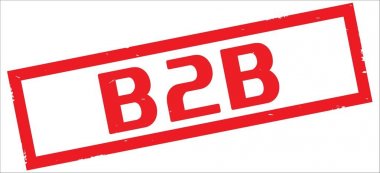 B2b metin, kırmızı dikdörtgen kenarlık damgası.