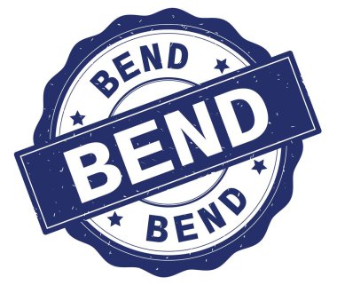 Mavi yuvarlak rozet yazılmış metni eğmek.