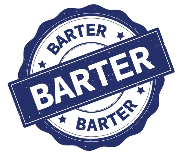 Текст BARTER, написаний на синьому круглому значку . — стокове фото