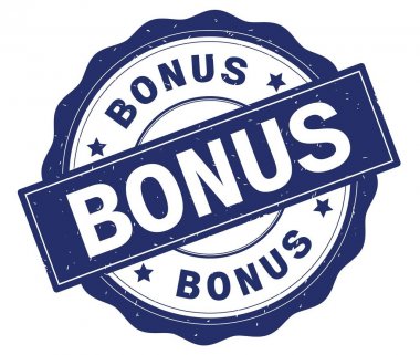 Bonus metin, mavi yuvarlak rozet yazılmış.