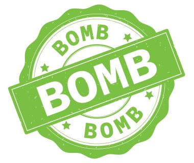 Bomba metin, yeşil yuvarlak rozet yazılmış.