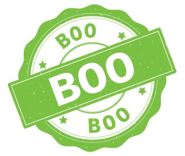 Yeşil yuvarlak rozet yazılmış metni, boo.