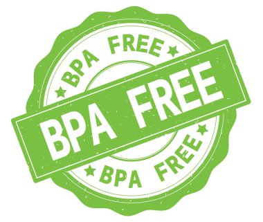 Bpa Free metin, yeşil yuvarlak rozet yazılmış.