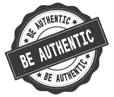 Otantik metin, gri yuvarlak rozet yazılı olarak.