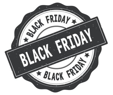 Gri yuvarlak rozet yazılı siyah Cuma metin.