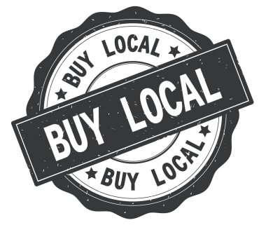 Yerel metin, gri yuvarlak rozet yazılı satın.