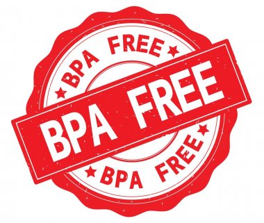 Bpa Free metin, kırmızı yuvarlak rozet yazılmış.
