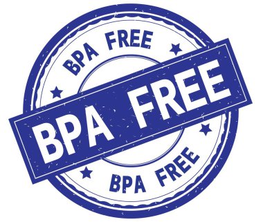 BPA Free, mavi yuvarlak pencere boyutu üzerinde yazılı metin.