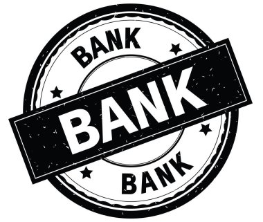 Metin siyah yuvarlak pencere boyutu üzerinde yazılı banka.