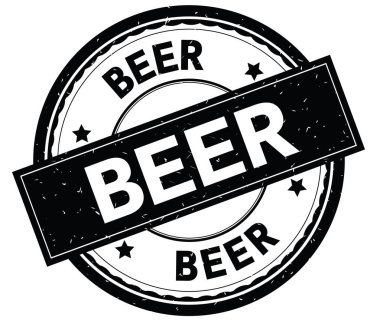 Yazılı metin üzerinde siyah yuvarlak lastik damga bira.