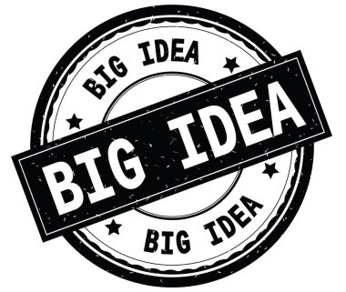 Büyük fikir metin siyah yuvarlak lastik damga yazılmış.