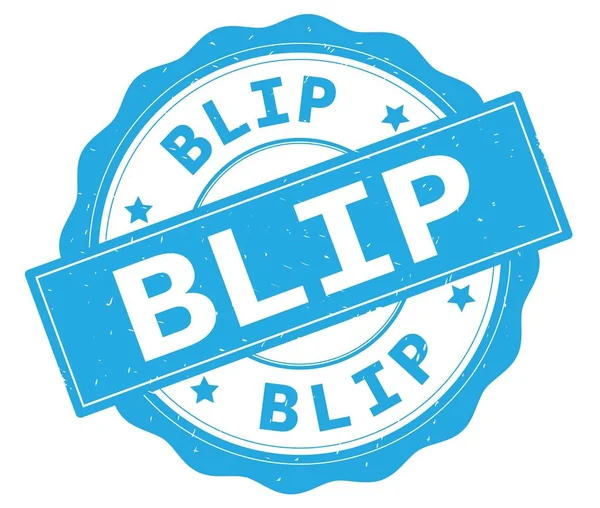 Texto BLIP, escrito em ciano crachá redondo . — Fotografia de Stock