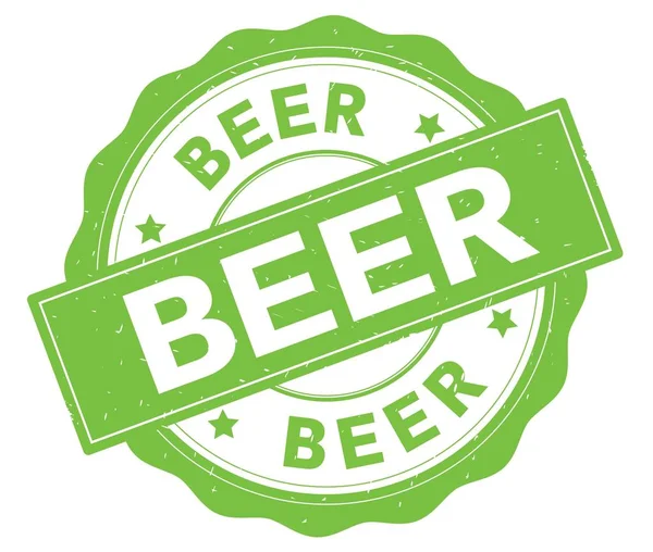 Texto de la cerveza, escrito en verde placa redonda . —  Fotos de Stock