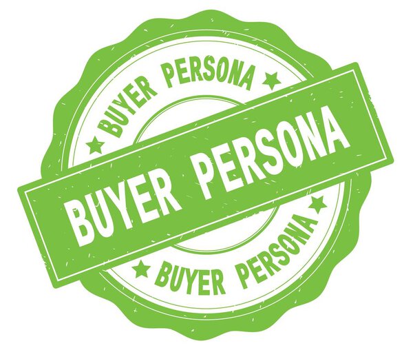 Текст BUYER PERSONA, написанный на зеленом круглом значке
.