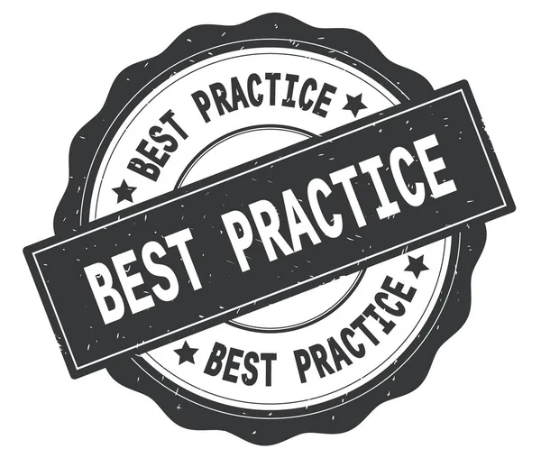 BEST PRACTICE text, written on grey round badge. — Stock Photo, Image