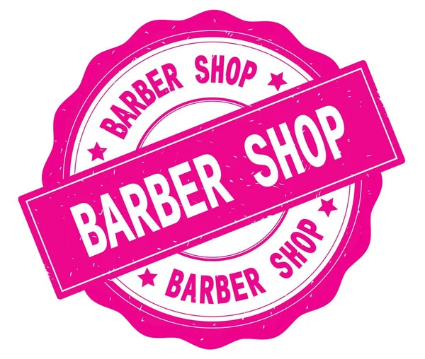 BARBER SHOP text, written on pink round badge. — Stock Photo, Image