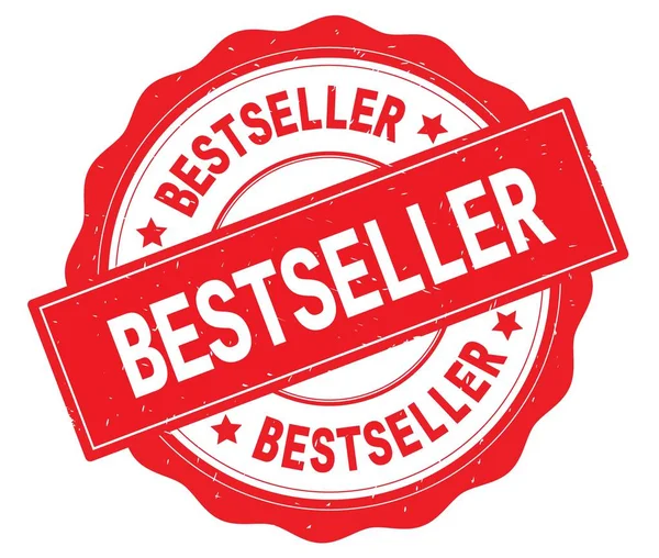 Bestseller tekst, napisany na czerwony okrągły znaczek. — Zdjęcie stockowe