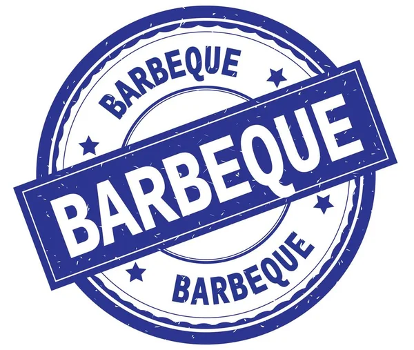 BARBEQUE, texte écrit sur timbre caoutchouc rond bleu . — Photo