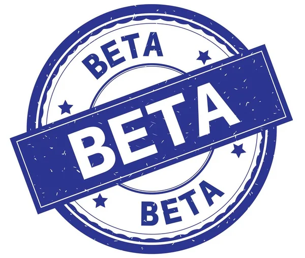 BETA, texto escrito em azul carimbo de borracha redonda . — Fotografia de Stock
