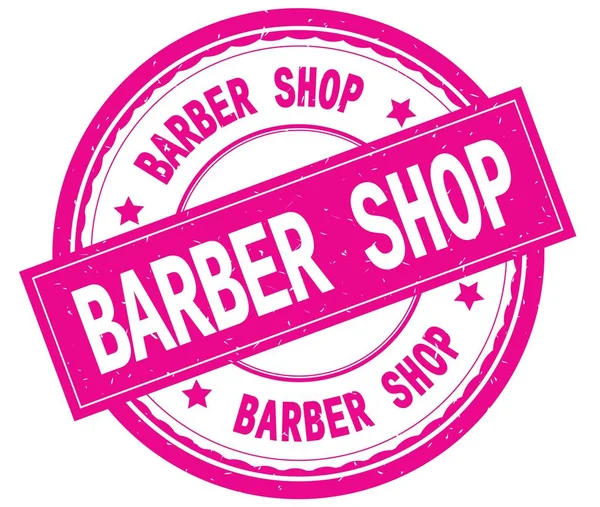 Barber Shop, psaným textem na růžové kulaté razítko. — Stock fotografie