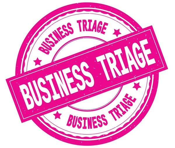 BUSINESS TRIAGE, testo scritto su timbro rotondo in gomma rosa . — Foto Stock