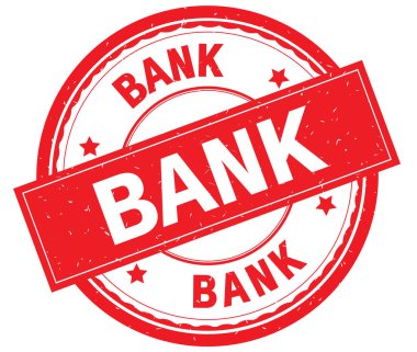 Metin kırmızı yuvarlak pencere boyutu üzerinde yazılı banka.