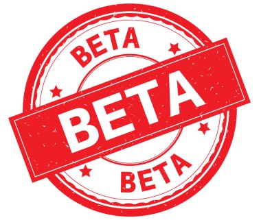 Yazılı metin kırmızı yuvarlak pencere boyutu üzerinde beta.