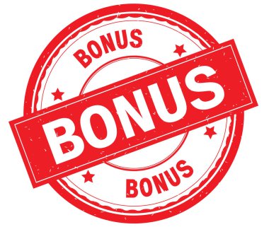 Yazılı metin kırmızı yuvarlak lastik damgası bonus.