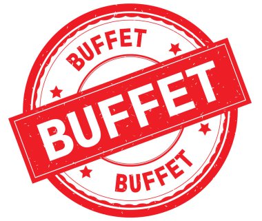 Yazılı metin kırmızı yuvarlak lastik damgası büfe.