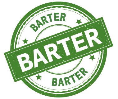 Takas, yazılı metin yeşil yuvarlak lastik damgası.