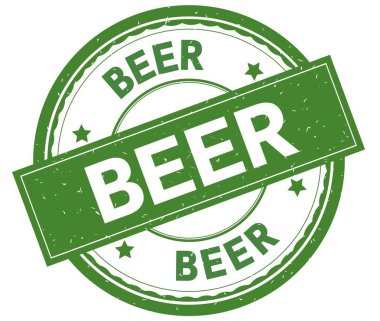 Bira, yazılı metin yeşil yuvarlak lastik damgası.