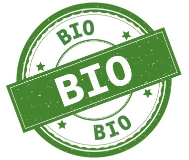 Bio, yazılı metin yeşil yuvarlak lastik damgası.