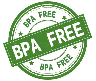 BPA Free, yazılı metin yeşil yuvarlak lastik damgası.