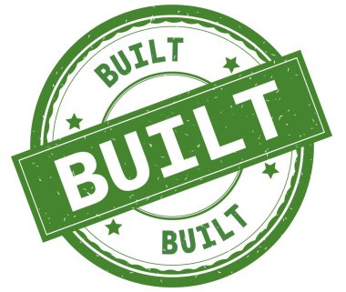 İnşa, yazılı metin yeşil yuvarlak lastik damgası.