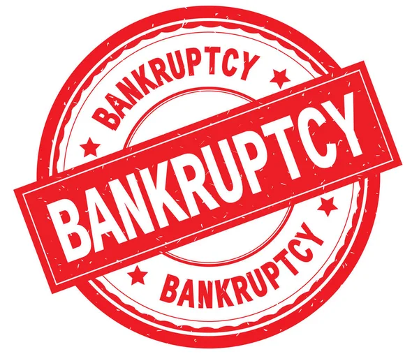 BANKRUPTCY написав текст на марці червоної круглої гуми . — стокове фото