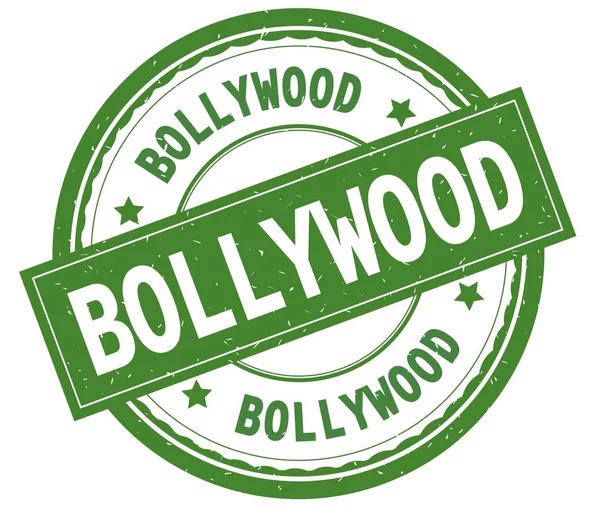 BOLLYWOOD, written text on green round rubber stamp . — стоковое фото