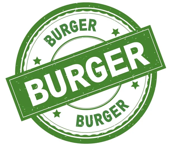 BURGER , written text on green round rubber stamp. — Stock Photo, Image