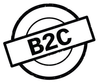 B2c metin, siyah daire basit damga yazılmış.