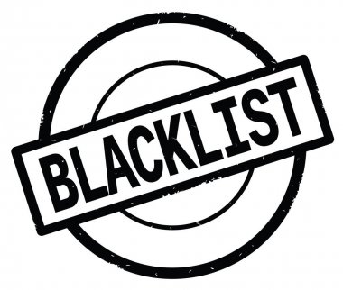 Kara liste metin, siyah daire basit damga yazılmış.