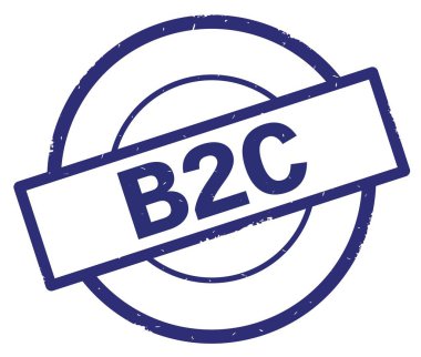 B2c metin, mavi daire basit damga yazılmış.