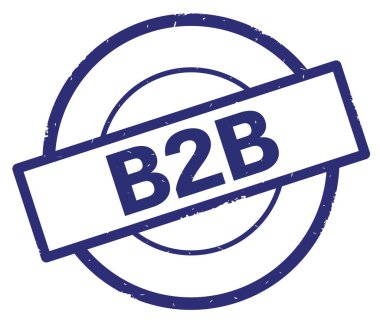 B2b metin, mavi daire basit damga yazılmış.