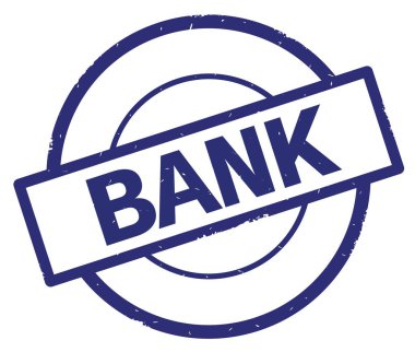 Banka metin, mavi daire basit damga yazılmış.